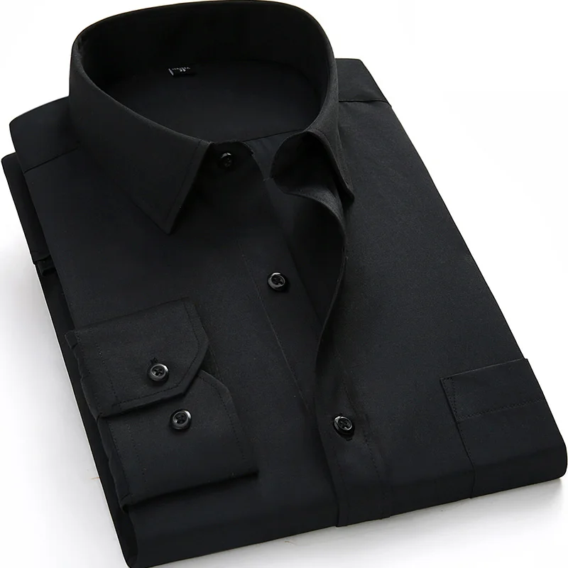 Мужская деловая Повседневная рубашка с длинным рукавом размера плюс 5XL, 6XL, 7XL, 8XL, Классический белый, черный, темно-синий цвет, мужская деловая одежда, рубашки, новинка - Цвет: BS1215