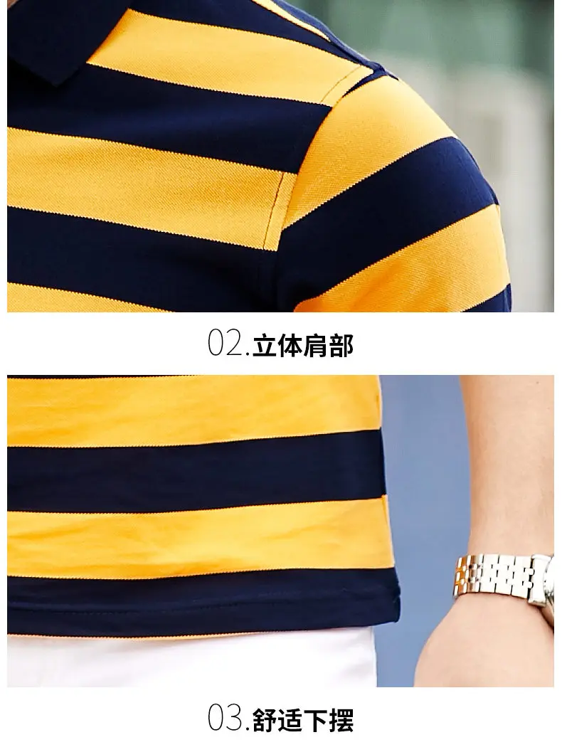 Striped Polo Men Summer Short Sleeve Quality Cotton Men Polos Male Brand Chinese Clothing Fast Dry Top Tees 2019 Spring New Red 13
