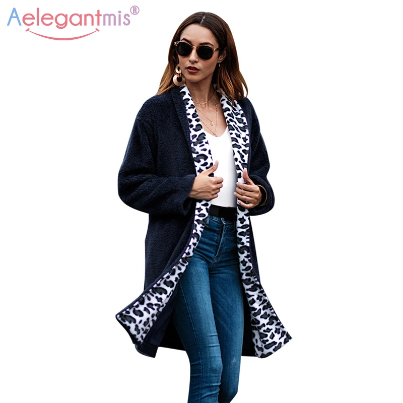 

Aelegantmis 2018 Autumn Winter New Elegant Faux Fur Fluffy Coat Women Loose Long Caridgan Furry Coats Ladies Casual Outerwear