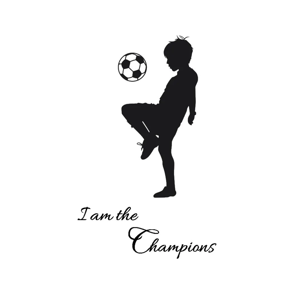 50 80cm Black Football Kids Wallpapers I Am The Champions Pvc Wall Images, Photos, Reviews