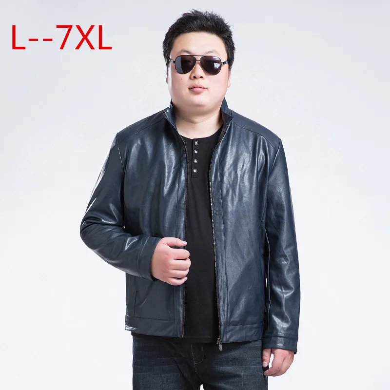6XL 7XL font b men b font font b leather b font font b jacket b