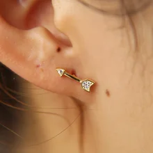 Изысканное Серебряное украшение для маленькой девочки pave cz arrow stud 925 Стерлинговое Серебро нежная серебряная серьга с фианитом милый дизайн