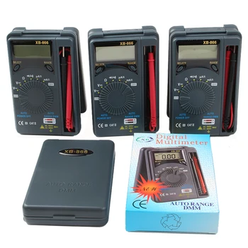 

50pcs XB866 Mini Auto Range LCD Digital Multimeters AC/DC Pocket power Voltmeter Tester kitchen tool