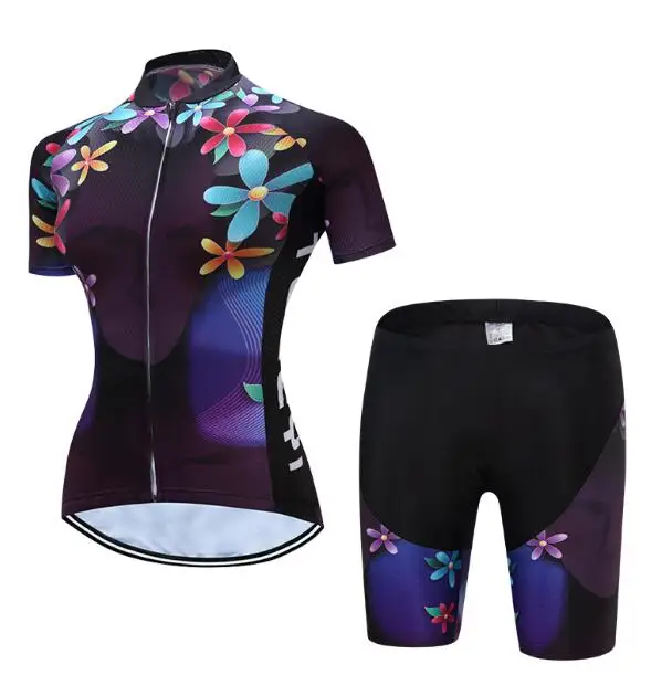 Летняя футболка с коротким рукавом для велоспорта, гелевая подкладка, нагрудник, шорты, комплекты для женщин, одежда для велоспорта, женская одежда для гонок, велосипедная одежда, комплекты для велоспорта - Цвет: Color 7