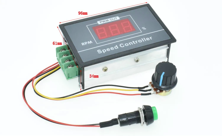 0-100 цифровой дисплей бесступенчатое регулирование скорости 6 в-60 в PWM контроллер скорости двигателя постоянного тока выключатель контроллер с дисплеем чехол(6,5