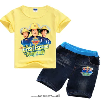 

Z&Y 3-9Years Fireman Set Toddler Boys Clothing Set Boys Shorts Teenage Clothes 2pcs Sets Shirt Jeans 2pcs Roupa De Menina X224