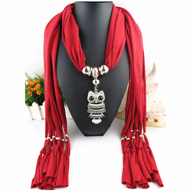 

SALE Olaru Bohemia Owl Chiffon Tassel Scarf Choker Necklace Woman Hot Vintage Necklaces & pendants Wholesale Accessories New