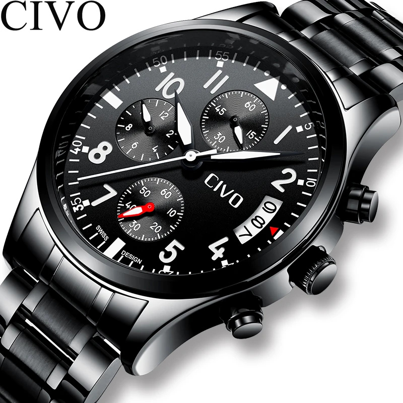 

CIVO Relogio Masculino Men Watches Top Brand Luxury Fashion Sports Men's Watch Waterproof Military Quartz Wrist Watch Men Clock
