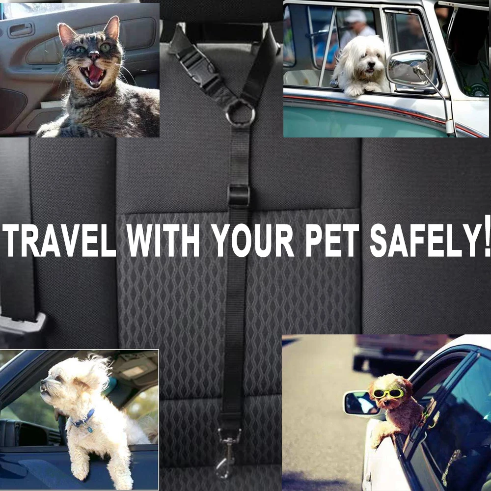 Dog Seatbelt Harness Leash Clip 2 Pack Nylon Dog Seat Belt Vehicle Car Pet Safety Belt for Dogs Adjustable