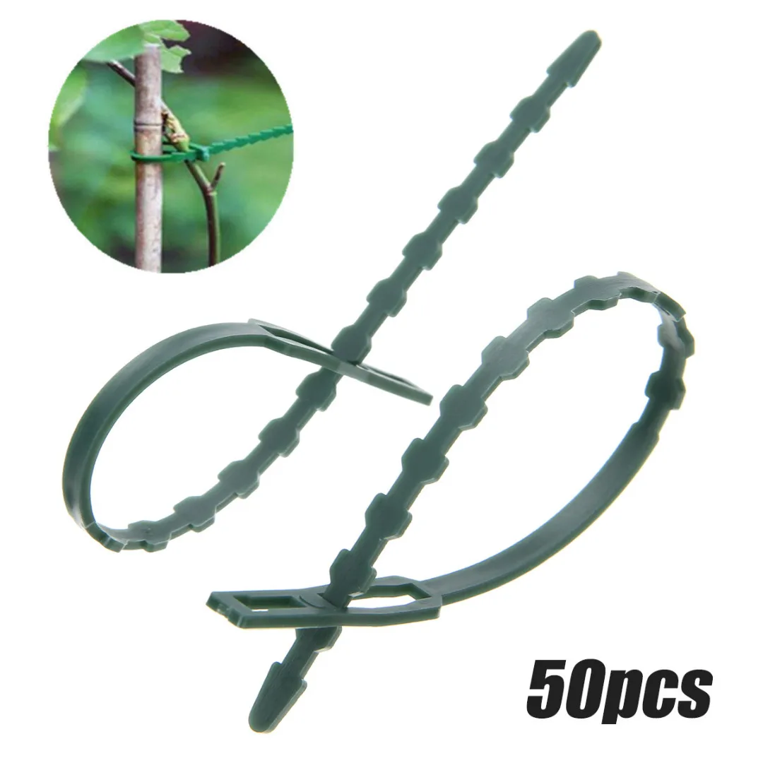 50Pcs Adjustable Rope Reusable Adjustable Plastic Garden Plant Cable Ties Tree Climbing Support Fixed Lashing Hook