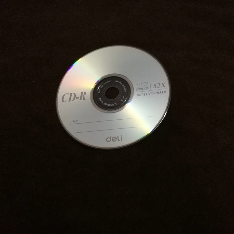 Deli 3725 CD-R blank cd r discs Blank Discs Recordable Compact Disc 700MB/80min/52x CD-R BLANK Discs Single Piece 1PCS