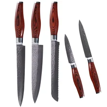 Qing Brand Damascus Steel Kitchen Knives Set The Best Professional Japanese VG-10 Damascus Knives Kitchen Accessory In Sale
