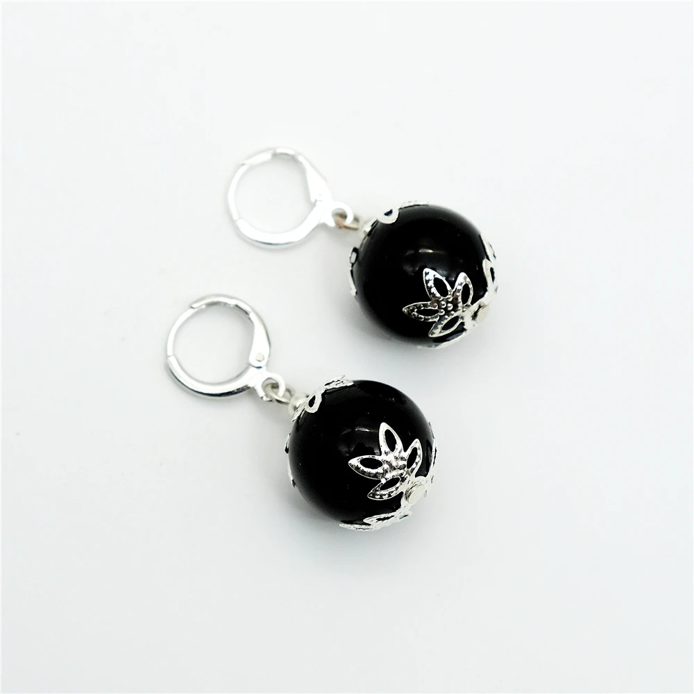 Винтажные классические серьги подвески из натурального камня 16 мм|pendant earrings|beaded