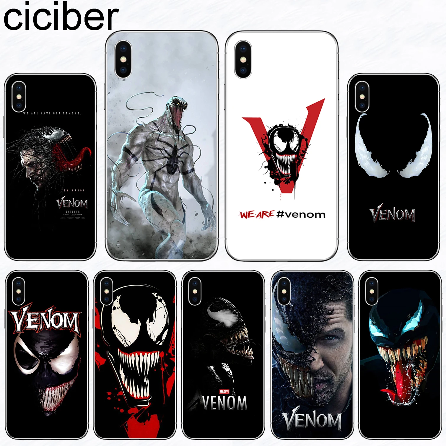 

ciciber Marvel Venom Phone Case for Iphone 11 Pro XR XS MAX X Case for Iphone 7 8 6 6S Plus 5S SE Silicone TPU Cover Funda Coque