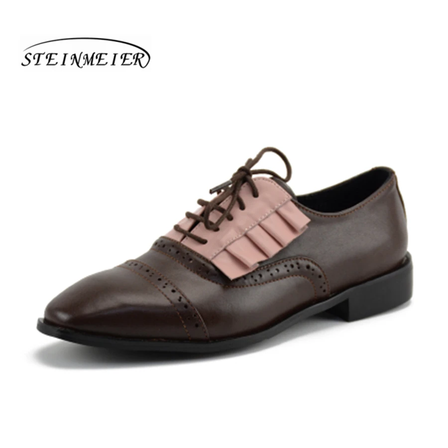 US $36.32 Women Oxford Spring Shoes Genuine Leather Loafers For Woman Sneakers Female Oxfords Ladies Single Shoes Strap Summer Shoes