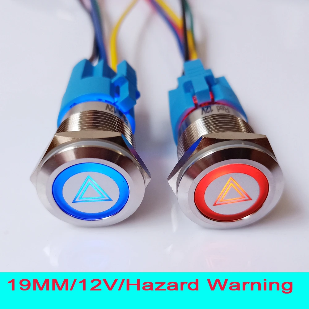 19 мм 12V светодиодный световой аварийный Предупреждение вспышка светильник кнопка для автомобиля переключатель с 15 см провод разъем