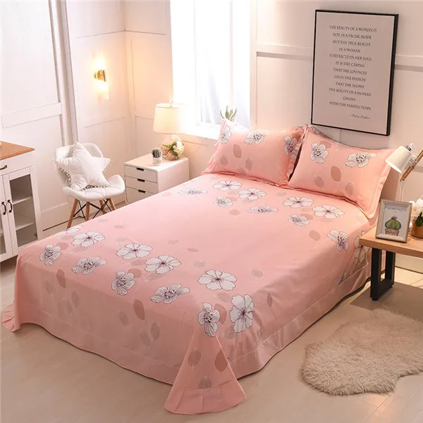 Light Blue White Print Bedding Sheet Home Textile Printing Flat Sheets