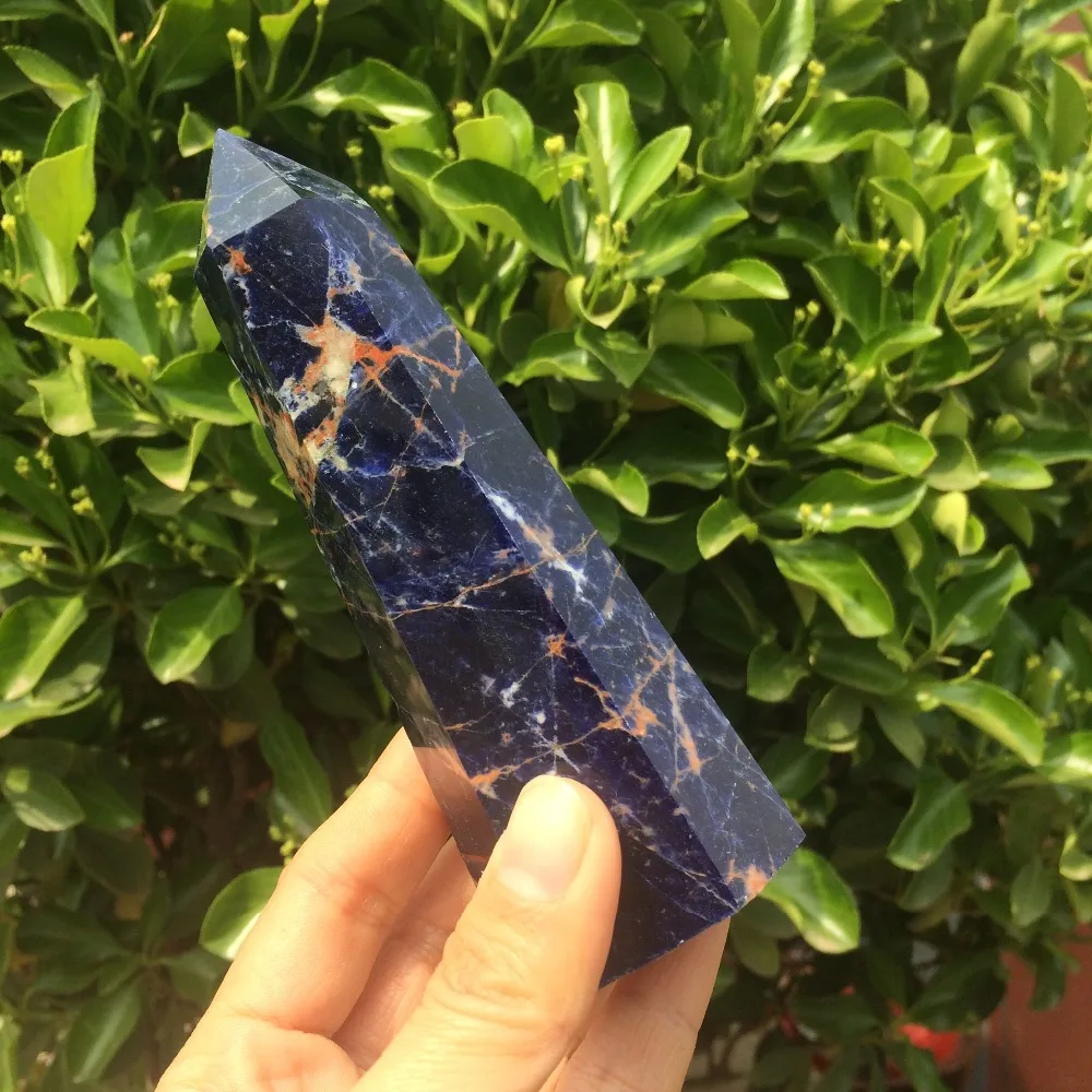 

Natural Blue Sodalite polished Point stone single points healing wands