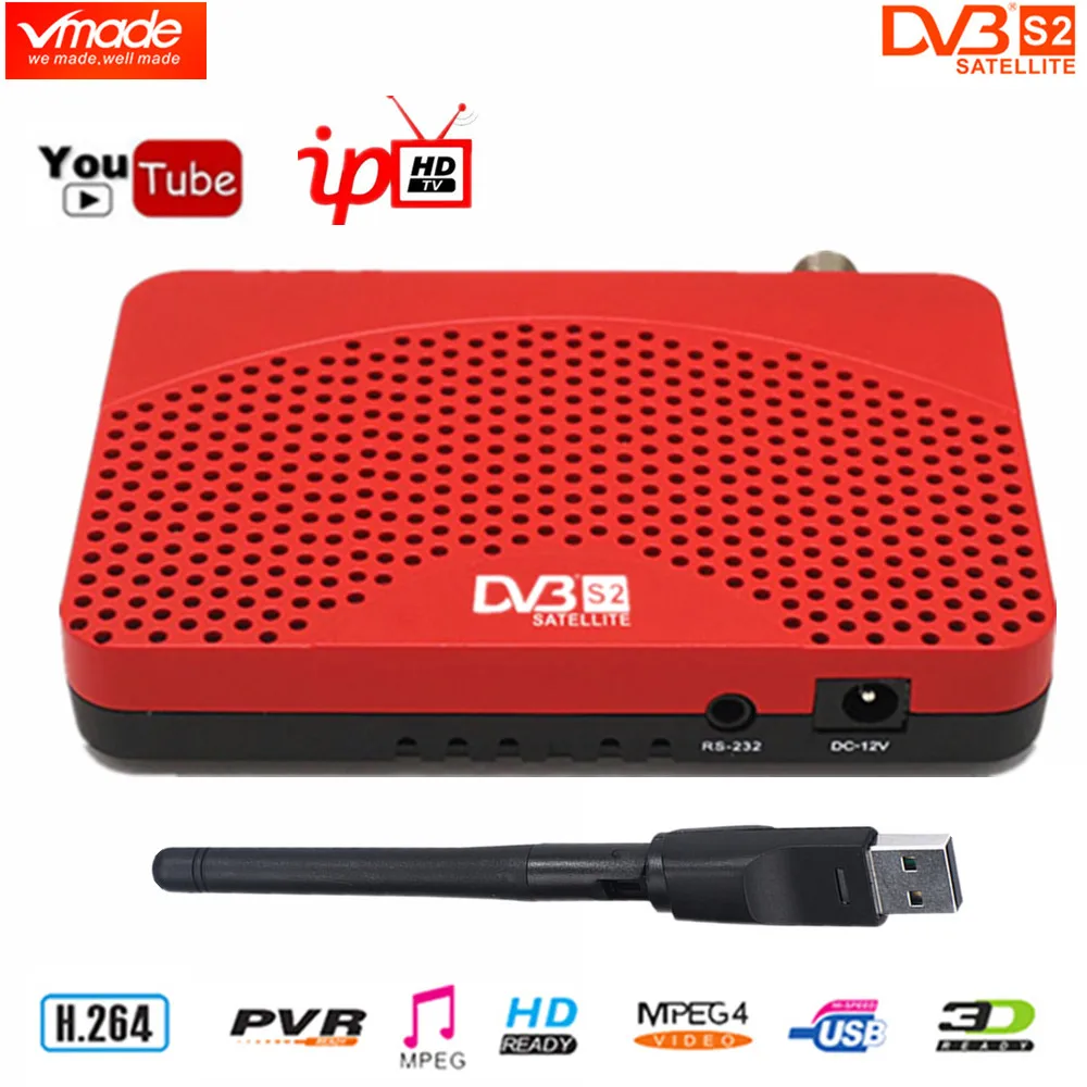 

DVB-S2 mini Satellite TV Receiver MPEG-2/4 H.264 HD Digital tv box support YouTube IPTV Newcam set top box with USB WIFI Dongle