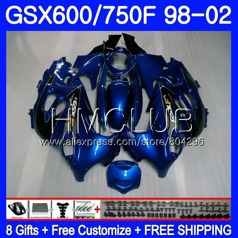 

Bodys For SUZUKI KATANA Factory Blue GSXF 750 600 GSXF750 98 99 00 01 02 2HM.15 GSX750F GSXF600 1998 1999 2000 2001 2002 Fairing