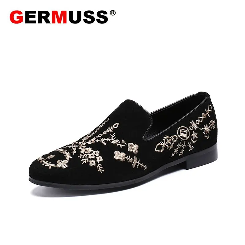 

2018 Fashion Man Velvet Embroidery Luxury Brand New style Wedding men Shoes sapato masculino social Male Flats Evening Party