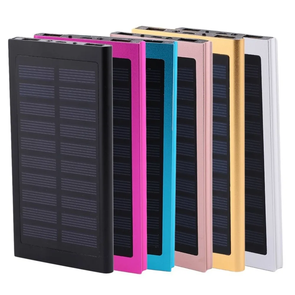 Ultra Slim Powerbank 30000mah Solar Dual USB LED Light External Baterry 30000 mah Power Bank For iPhone X 8 7 6s Xiaomi Mi A2