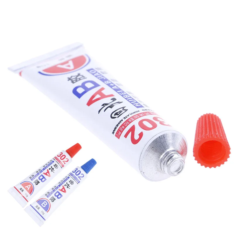 2pcs Liquid AB Glue 302 Metal Wood Fabric Rubber Leather Plastic UV