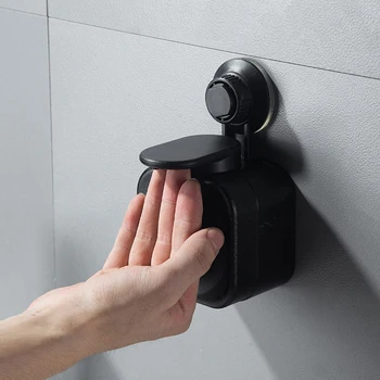 

1pc Liquid Soap Dispenser Wall Mounted Black /White Square Bathroom Accessories Hand Back Press Bottle Convenient and Clean