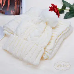 Женский шерстяной шарф шляпа набор теплый сплошной цвет шарф шапка для осени зимы TH36