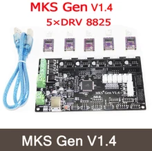 MKS Gen V1.4 3D printer control board +5PCS DRV8825 stepper motor Mega 2560 R3 motherboard RepRap Ramps1.4 compatible, with USB