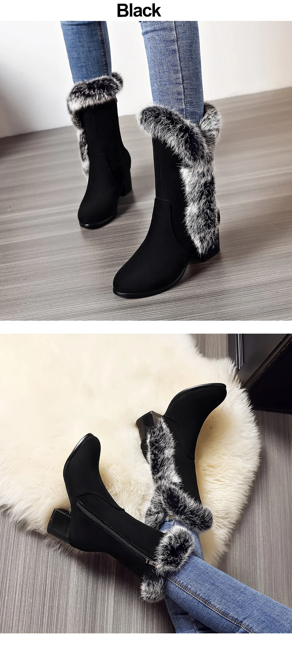 Gdgydh/женские зимние ботинки; женская зимняя теплая обувь на каблуке; женская обувь на молнии с резиновой подошвой; высокое качество; Новинка года