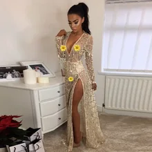 Women Sequin See Through Beach Cover Up Dress Plus Size Sarong Wrap Bikini Sexy High Split Robe Swimsuit Cover Up Beach Tunic Women Sequin See Through Beach Cover Up Dress Plus Size Sarong Wrap Bikini Sexy High Split Robe Swimsuit Cover Up Beach Tunic