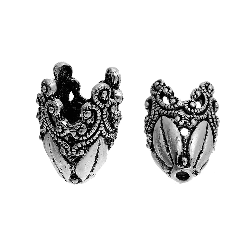 DoreenBeads 2 шт. бусины из цинкового сплава в форме цветка серебристого цвета (Размер