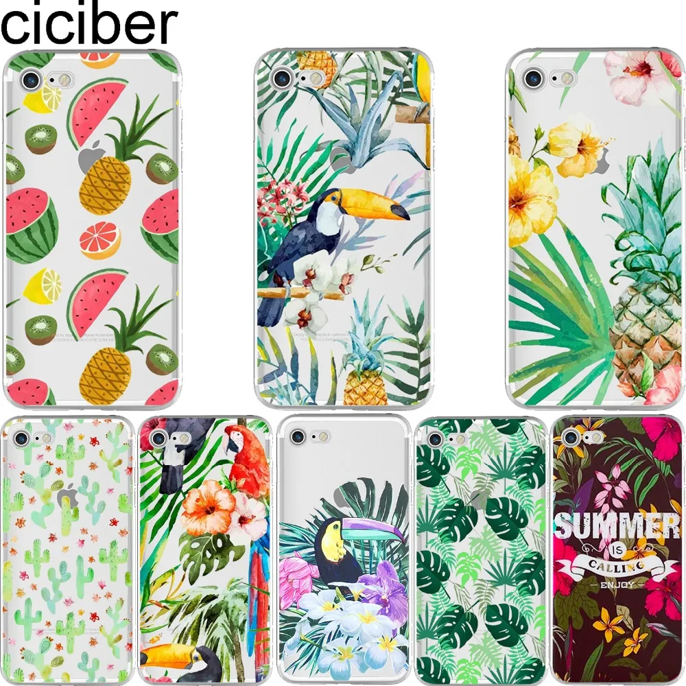 

ciciber Pineapple Leaves Phone Cases for iPhone 11 Pro Max Cover For iPhone XR 8 7 6 6S Plus X XS MAX 5S SE Soft TPU Shell Coque