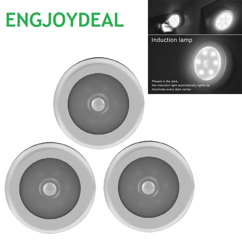 

3pcs/1lot Magnetic moon lamp 6LED Sensor Night Light Dry Battery Powered LED Night Light Motion Lamp Cabinet Stairs Light