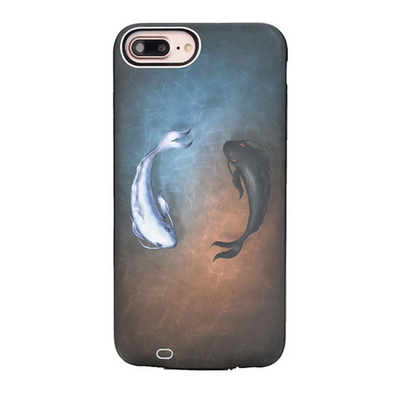 

for iphone 6 6s6000mAh back clip charger wireless mobile power Tai Chi fish power phone shell for iphone 7 8 x plus