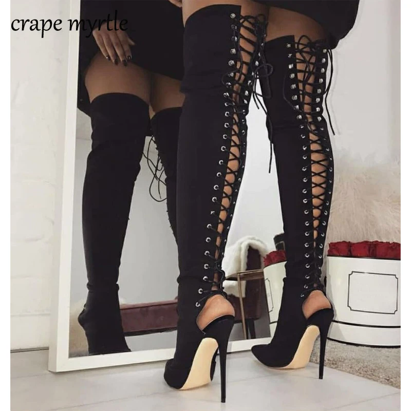 Faux suede slime boots sexy over the knee high boots women's shoes ...