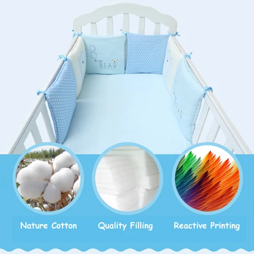 6 шт. детская кроватка бампер Детские хлопковые детские постельные принадлежности для мальчиков и девочек номер кровать протектор Лайнер - Цвет: blue bear