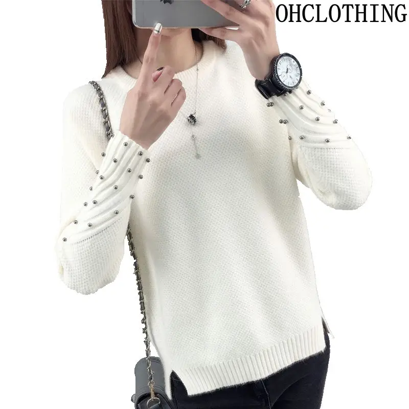 Cena OHCLOTHING 2019 nowa wiosna koreańska krótka cały mecz zimowy sweter koszula z dzianiny z długim rękawem luźne swetry damskie sweter