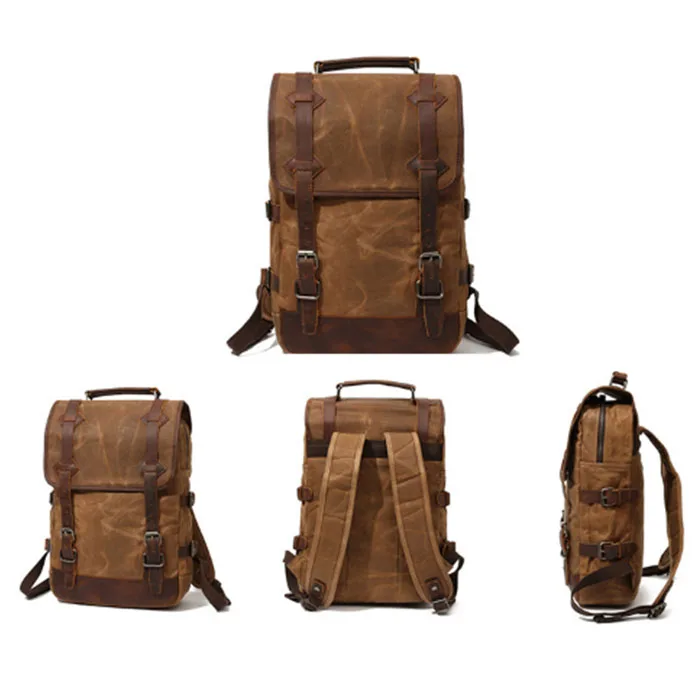 

Vintage Travel Canvas Casual khaki/black backpacks Unisex grey/armygreen Backpack Rucksack College Students gray School bags