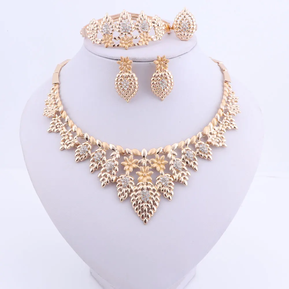Свадебный подарок нигерийские Свадебные африканские бусы ювелирный набор брендовый женский модный Дубай золотой цвет ожерелье серьги набор