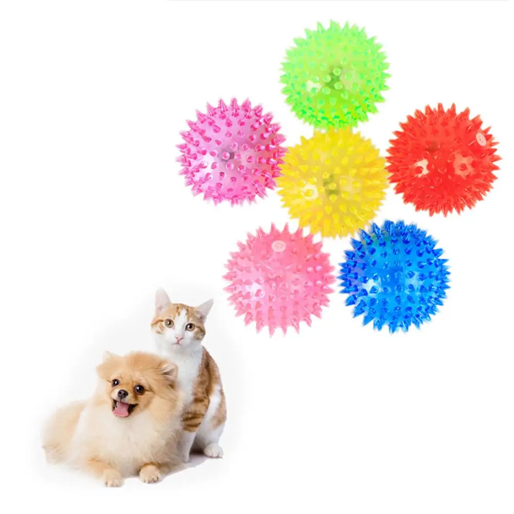 

Pet Vocal Flashing Ball Dog Soft Rubber Toy Elastic Glare Magic Ball Color Random