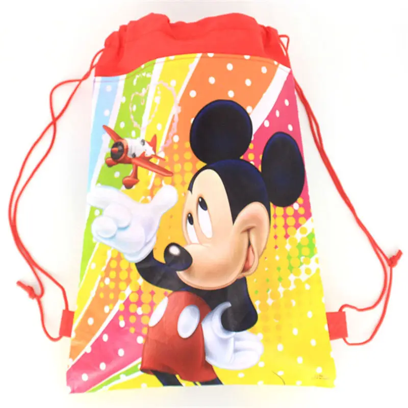 1 шт. disney Cars Six Princess Sofia Frozen Moana T Winnie Mickey mouse сумка для покупок из нетканого материала рюкзак на шнурке - Цвет: Mickey Mouse-5-1pcs
