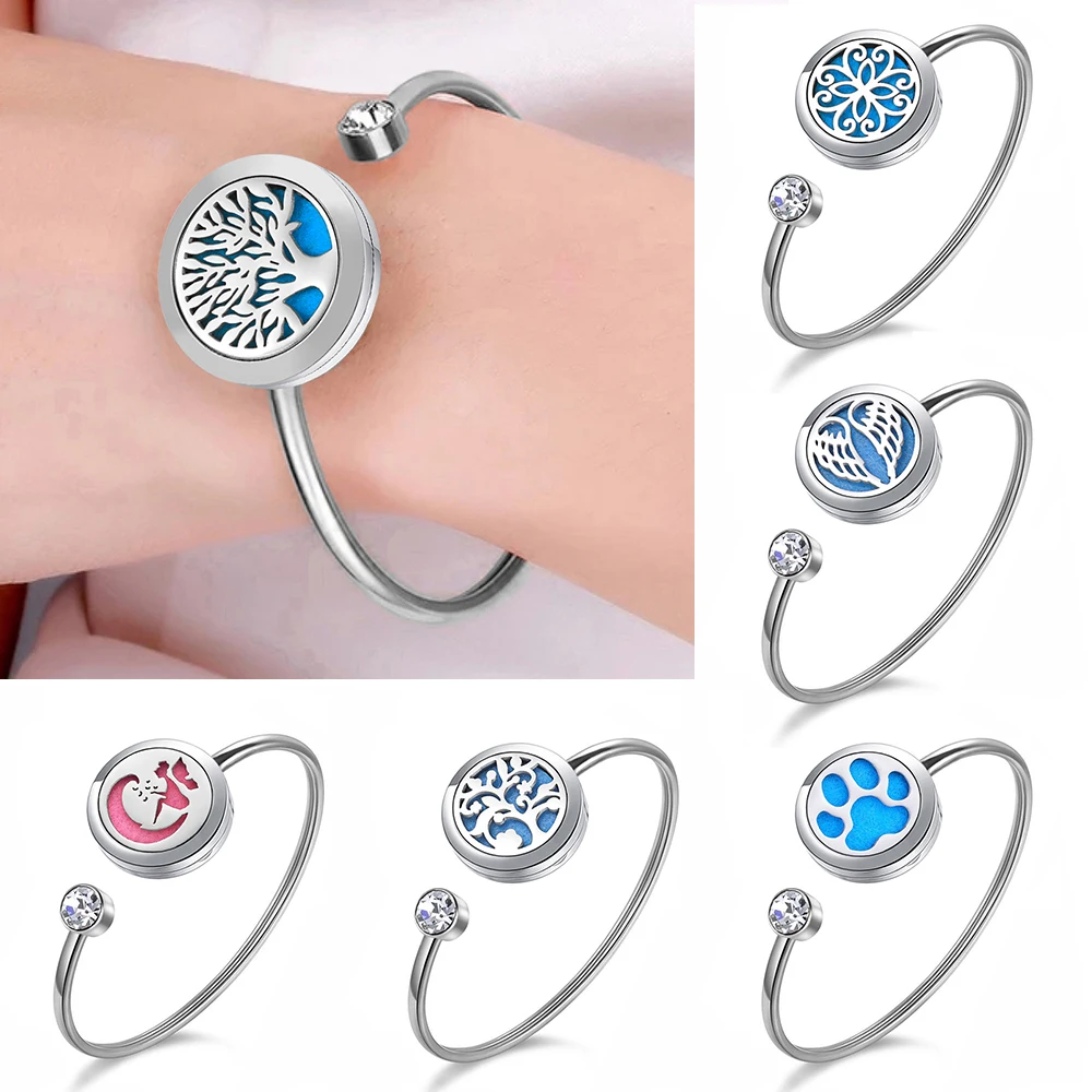 

20mm Aroma Jewelry Perfume Diffuser Locket Bracelet 316L Stainless Steel Bangle Magnetic Randomly Send Oil Pads as Gift