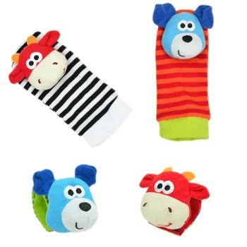 

HBB Soft Animal Toy Hand Wrist Bells Foot Sock Rattles for Baby Infant Kids