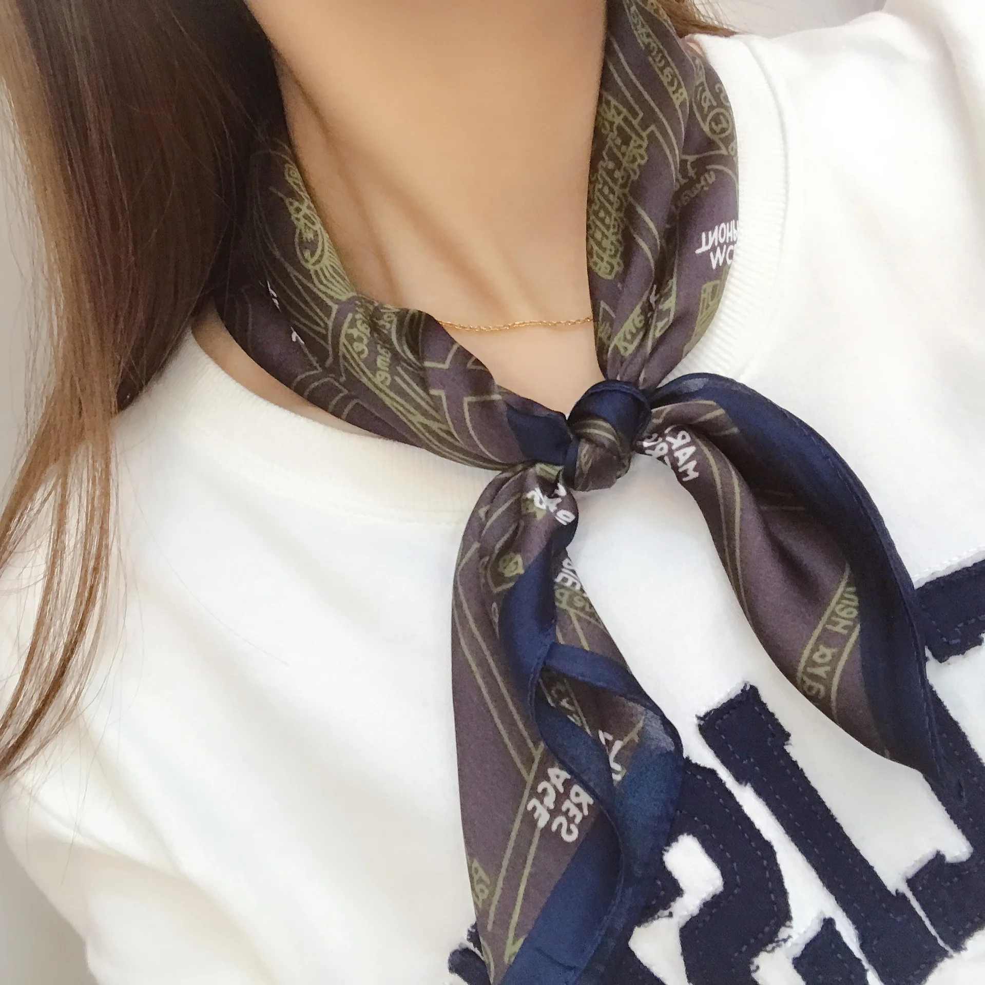 53*53cm Fashion Dot Striped Women Scarf Cashew Print Small Square Scarf Spring Summer Lady Scraf Head Scarf Headbands