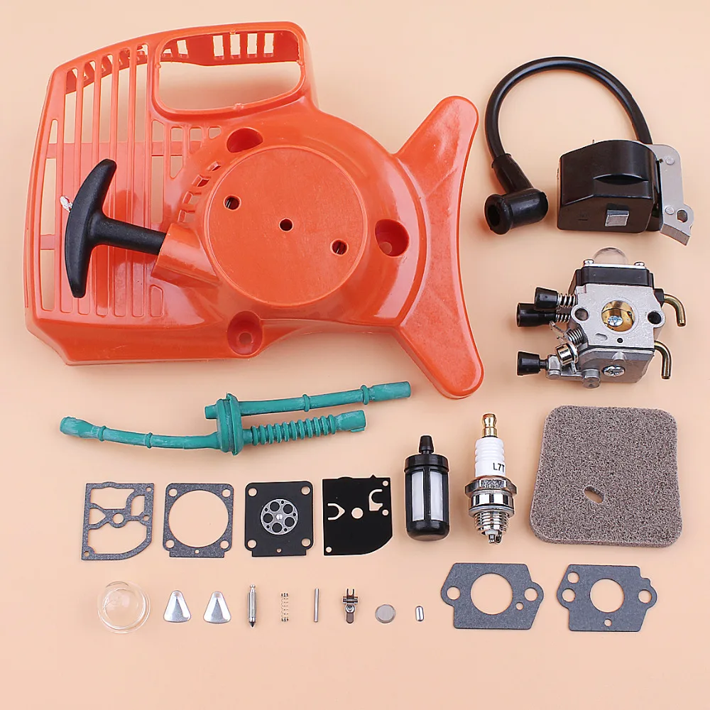 Recoil Starter Carburetor Ignition Coil Spark Plug Filter Kit Fit Stihl