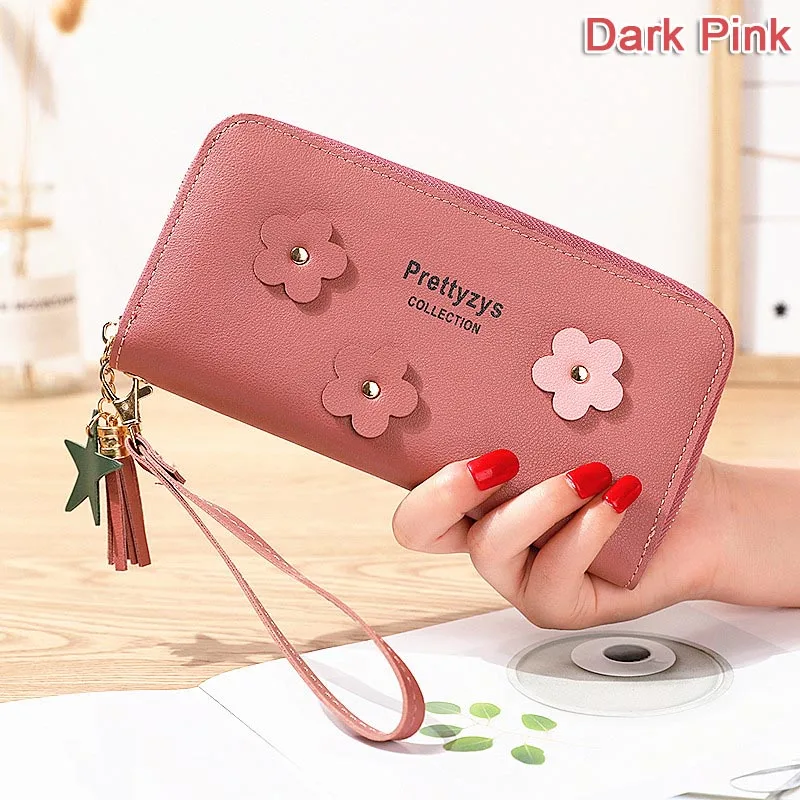 Женские кошельки, брендовые дамские сумочки для девочек, портмоне для монет, держатель для карт, кошелек для денег, клатч, хорошее качество, женские длинные кошельки, кошелек - Цвет: Dark Pink