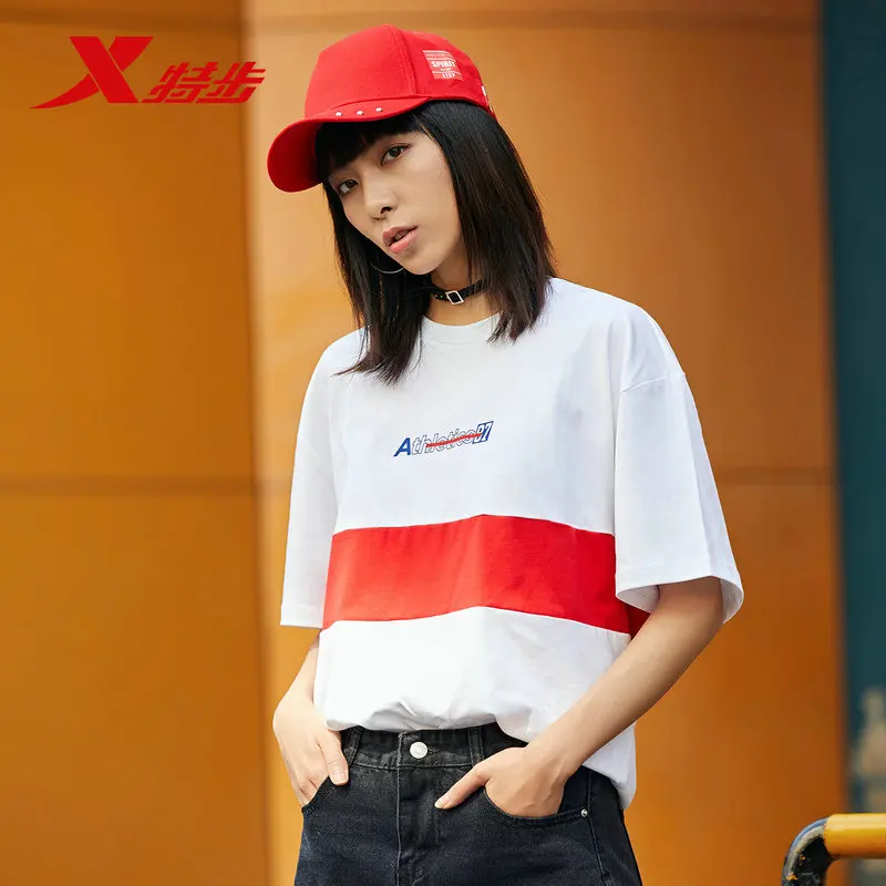 881228019275 Xtep women's sports short-sleeved t shirt 2019 summer loose breathable casual T-shirt