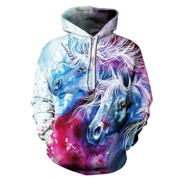 

Fashion 3D Hoodies Men's Multi-Color Unicorn Tianma 3D Print Hip Hop Streetwear Pullover Sweatshirt Unisex Hipster Hooded Hoodie